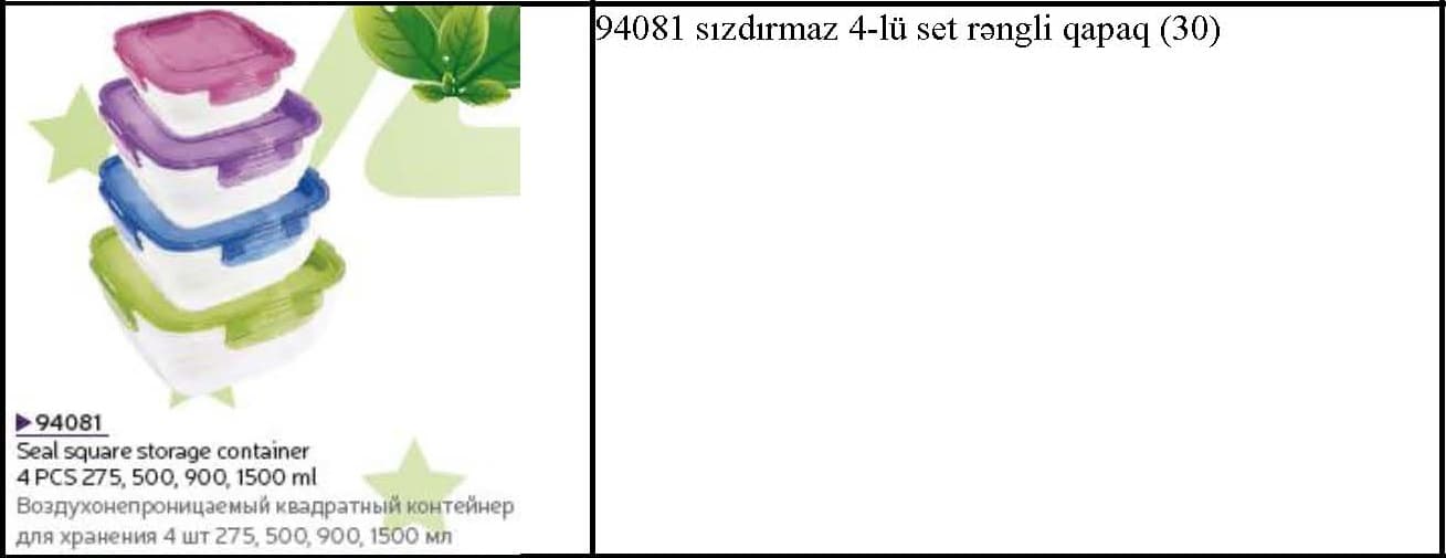 Plastik sızdırmaz qida qabları
