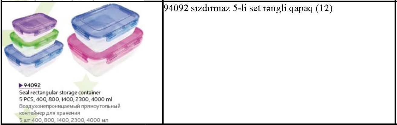 Plastik sızdırmaz qida qabları